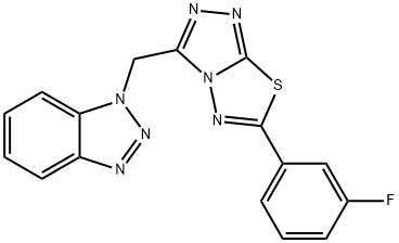 1-{[6-(3-fluorophenyl)[1,2,4]triazolo[3,4-b][1,3,4]thiadiazol-3-yl]methyl}-1H-1,2,3-benzotriazole Struktur