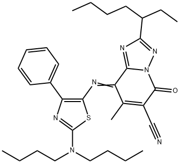 1,2,4Triazolo1,5-apyridine-6-carbonitrile, 8-2-(dibutylamino)-4-phenyl-5-thiazolylimino-2-(1-ethylpentyl)-5,8-dihydro-7-methyl-5-oxo- 结构式