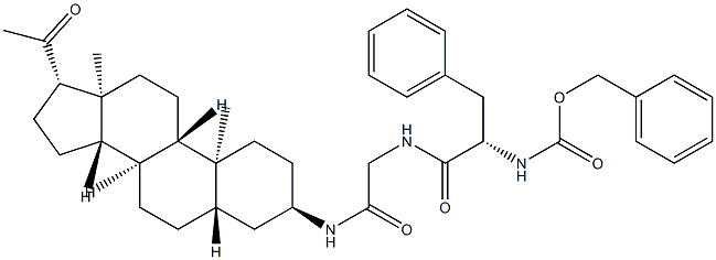 [(S)-α-[[[(20-オキソ-5α-プレグナン-3α-イル)カルバモイル]メチル]カルバモイル]フェネチル]カルバミド酸ベンジル 化学構造式