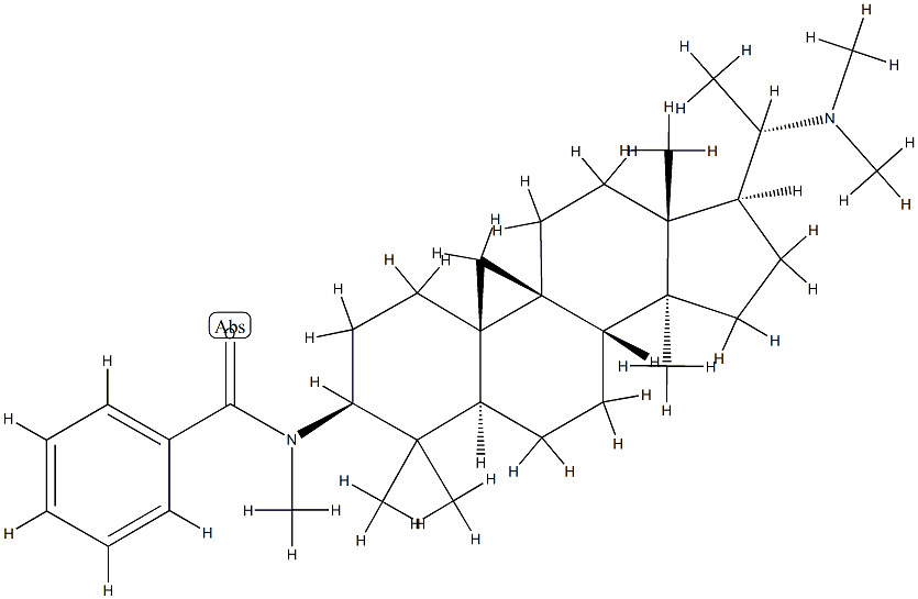 N-メチル-N-[(20S)-4,4,14-トリメチル-20-(ジメチルアミノ)-9β,19-シクロ-5α-プレグナン-3β-イル]ベンズアミド 化学構造式