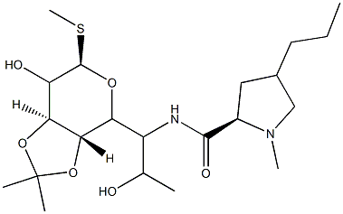 Methyl trans-α-6,8-Dideoxy-3,4-O-isopropylidene-6-(1-Methyl-4-propyl-L-2-pyrrolidinecarboxaMido)-1-thio-L-threo-D-galacto-octopyranoside 结构式