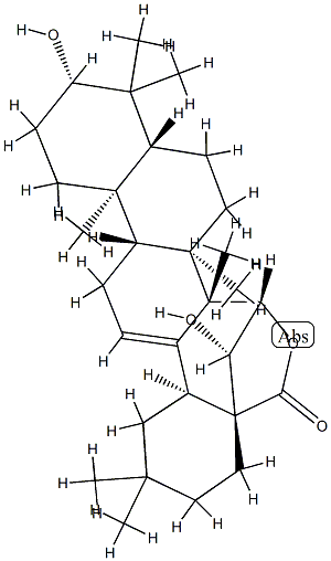 3β,15β,16α-Trihydroxyolean-12-en-28-oic acid γ-lactone Struktur