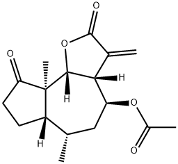 (3aR,6aβ,9bβ)-ドデカヒドロ-4β-アセチルオキシ-6α,9aα-ジメチル-3-メチレンアズレノ[4,5-b]フラン-2,9-ジオン 化学構造式