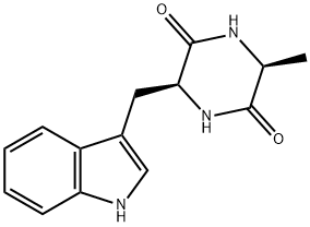 (3S,6S)-3-(1H-インドール-3-イルメチル)-6-メチル-2,5-ピペラジンジオン 化学構造式