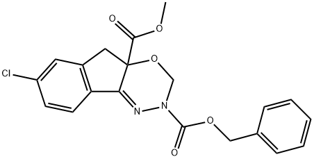 7-Chloroindeno[1,2-e][1,3,4]oxadiazine-2,4a(3H,5H)-dicarboxylic acid 4a-methyl 2-benzyl ester 化学構造式