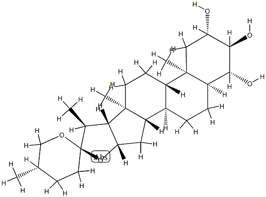 (25S)-5β-スピロスタン-2β,3α,4β-トリオール 化学構造式