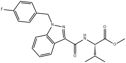 (2R)-2-[[1-(4-フルオロベンジル)-1H-インダゾール-3-イル]カルボニルアミノ]-3-メチルブタン酸メチル 化学構造式