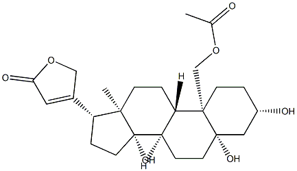 3β,5,14-トリヒドロキシ-19-アセトキシ-5β-カルダ-20(22)-エノリド 化学構造式