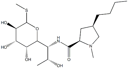 Methyl 6-[[[(2S,4R)-4β-butyl-1-methyl-2α-pyrrolidinyl]carbonyl]amino]-6,8-dideoxy-1-thio-D-erythro-α-D-galacto-octopyranoside Struktur
