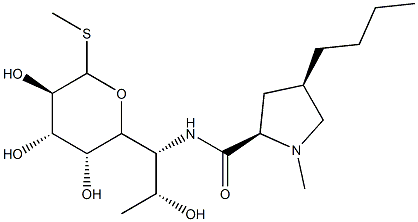 Methyl 6-[[[(2S,4R)-4β-butyl-1-methyl-2α-pyrrolidinyl]carbonyl]amino]-6,8-dideoxy-1-thio-D-erythro-α-D-galacto-octopyranoside 结构式