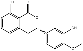 (S)-8-羟基-3-(3-羟基-4-甲氧苯基)异色烷-1-酮, 172588-04-4, 结构式