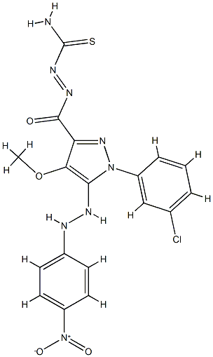 (NE)-N-carbamothioylimino-1-(3-chlorophenyl)-4-methoxy-5-[2-(4-nitroph enyl)hydrazinyl]pyrazole-3-carboxamide Structure