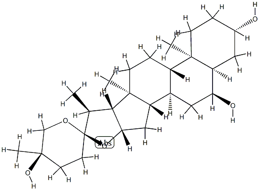 (25R)-5β-スピロスタン-3β,6α,25-トリオール 化学構造式