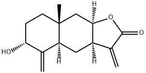 (3aR,4aα,9aα)-Dodecahydro-6α-hydroxy-8aβ-methyl-3,5-bis(methylene)naphtho[2,3-b]furan-2-one,17322-82-6,结构式