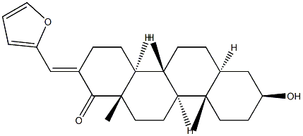 17-フルフリリデン-3β-ヒドロキシ-D-ホモ-5α-アンドロスタン-17a-オン 化学構造式
