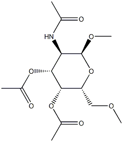 メチル3-O,4-O-ジアセチル-2-(アセチルアミノ)-2-デオキシ-6-O-メチル-α-D-ガラクトピラノシド 化学構造式