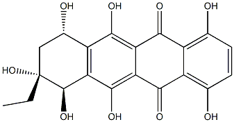 (7R)-8-Ethyl-7,8,9,10-tetrahydro-1,4,6,7β,8α,10α,11-heptahydroxy-5,12-naphthacenedione Struktur