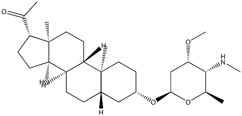 3β-[[2,4,6-Trideoxy-3-O-methyl-4-(methylamino)-β-D-ribo-hexopyranosyl]oxy]-14β-hydroxy-5α-pregnan-20-one 结构式