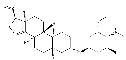 3β-[[3-O-Methyl-4-(methylamino)-2,4,6-trideoxy-β-D-ribo-hexopyranosyl]oxy]-5α-pregnan-14-en-20-one Structure
