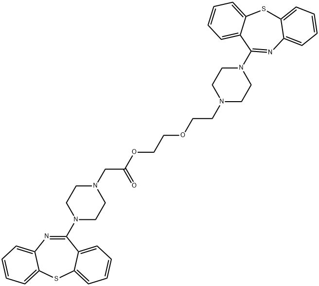 プロピオン酸ジ(2-(4-(ジベンゾ[B,F][1,4]チアゼピン-11-イル)ピペラジン-1-イル))-2-プロポキシエチル 化学構造式