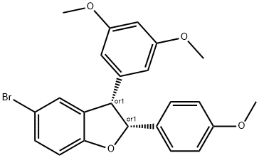 (2S,3R)-5-溴-3-(3,5-二甲氧苯基)-2-(4-甲氧苯基)-2,3-二氢苯并呋喃, 1800015-70-6, 结构式