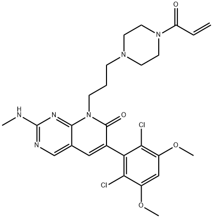 8-[3-(4-アクリロイル-1-ピペラジニル)プロピル]-6-(2,6-ジクロロ-3,5-ジメトキシフェニル)-2-(メチルアミノ)ピリド[2,3-d]ピリミジン-7(8H)-オン 化学構造式
