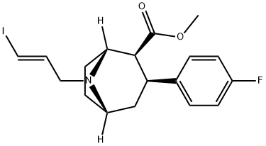 (E)-N-(1-Iodoprop-1-en-3-yl)-3-beta-(4-fluorophenyl)-nortropane-2-beta-carboxylic acid methyl ester, 化学構造式