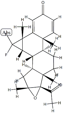 16α,17-エポキシ-3',3'-ジフルオロ-6,7β-ジヒドロ-6β,16-ジメチル-3'H-シクロプロパ[6,7]プレグナ-1,4-ジエン-3,20-ジオン 化学構造式