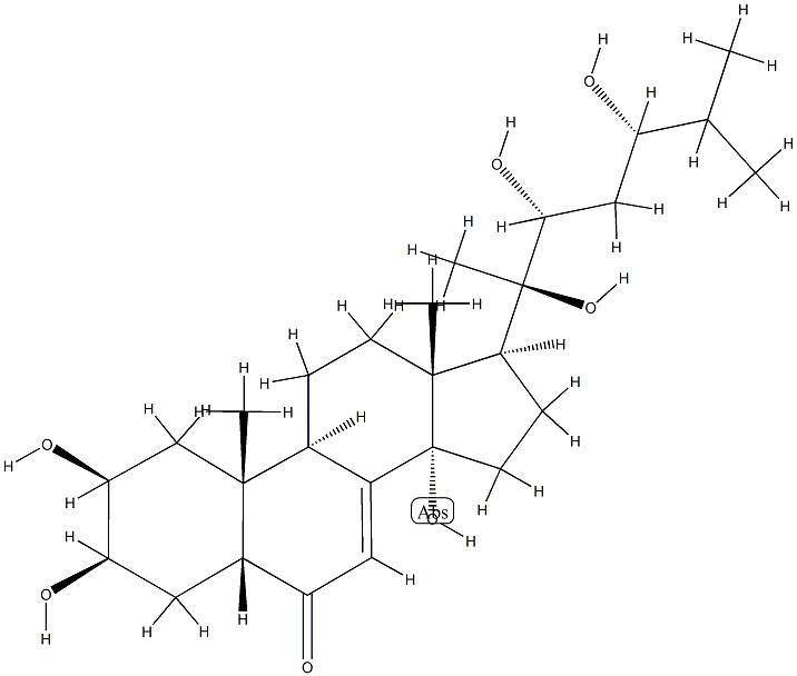 (20R,22R,24S)-2β,3β,14α,20,22,24-Hexahydroxy-5β-cholesta-7-ene-6-one Structure