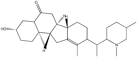 (17ξ,20ξ,22ξ,25ξ)-3β-ヒドロキシ-28-メチルベラトラマン-6(5H)-オン 化学構造式