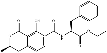 N-[(R)-3,4-Dihydro-8-hydroxy-3α-methyl-1-oxo-1H-2-benzopyran-7-yl]carbonyl-L-phenylalanine ethyl ester Struktur