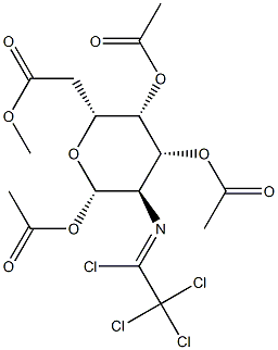 2-デオキシ-2-[(テトラクロロエチリデン)アミノ]-β-D-グルコピラノース1,3,4,6-テトラアセタート 化学構造式