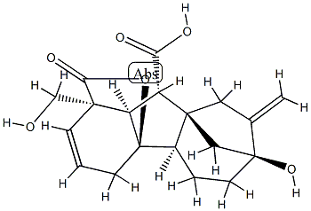 4aα,7-Dihydroxy-1β-hydroxymethyl-8-methylenegibba-2-ene-1α,10β-dicarboxylic acid 1,4a-lactone Structure