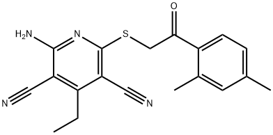2-amino-6-{[2-(2,4-dimethylphenyl)-2-oxoethyl]sulfanyl}-4-ethyl-3,5-pyridinedicarbonitrile Structure