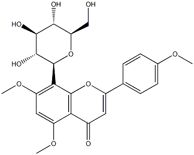 8-β-D-Glucopyranosyl-5,7-dimethoxy-2-(4-methoxyphenyl)-4H-1-benzopyran-4-one,18469-71-1,结构式