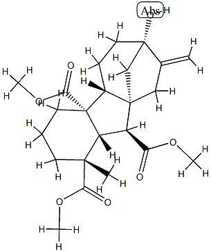 7-ヒドロキシ-1-メチル-8-メチレンギバン-1α,4aα,10β-トリカルボン酸トリメチル 化学構造式