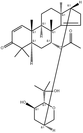 (13α,17α,23R,24R)-7α-アセトキシ-21,24-エポキシ-23,25-ジヒドロキシ-4,4,8-トリメチル-5α-コレスタ-1,14-ジエン-3-オン 化学構造式