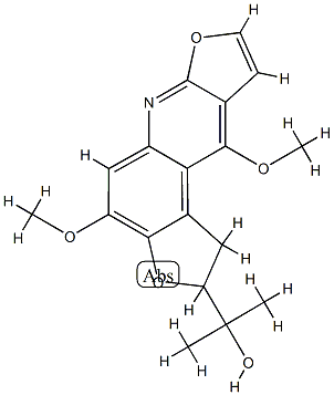 1,2-ジヒドロ-4,10-ジメトキシ-α,α-ジメチルジフロ[2,3-b:3',2'-f]キノリン-2-メタノール 化学構造式