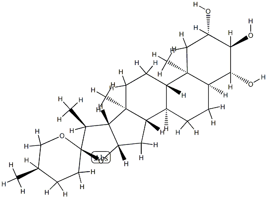 (25R)-5β-スピロスタン-2β,3α,4β-トリオール 化学構造式