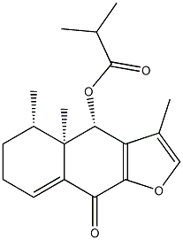 (4S)-3,4aβ,5β-トリメチル-4β-(イソブチリルオキシ)-4,4a,5,6,7,9-ヘキサヒドロナフト[2,3-b]フラン-9-オン 化学構造式