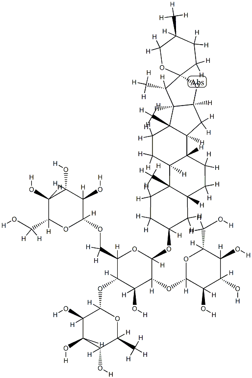 (3beta,5beta,25S)-spirostann-3-yl-O-6-deoxy-alpha-L-mannopyranosyl-(1->4)-O-[beta-D-glucopyranosyl-(1->2)]-O-[beta-D-glucopyranosyl-(1->6)]-beta-D-glucopyranoside Structure