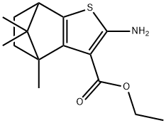 ethyl 4-amino-7,10,10-trimethyl-3-thiatricyclo[5.2.1.0,]deca-2(6),4-diene-5-carboxylate Struktur