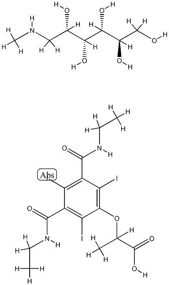 2-[3,5-bis(ethylcarbamoyl)-2,4,6-triiodo-phenoxy]propanoic acid, (2R,3 R,4R,5S)-6-methylaminohexane-1,2,3,4,5-pentol,19080-53-6,结构式