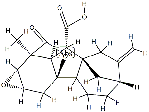 (4bβ)-2β,3β-Epoxy-4aα-hydroxy-1-methyl-8-methylenegibbane-1α,10β-dicarboxylic acid 1,4a-lactone,19147-79-6,结构式