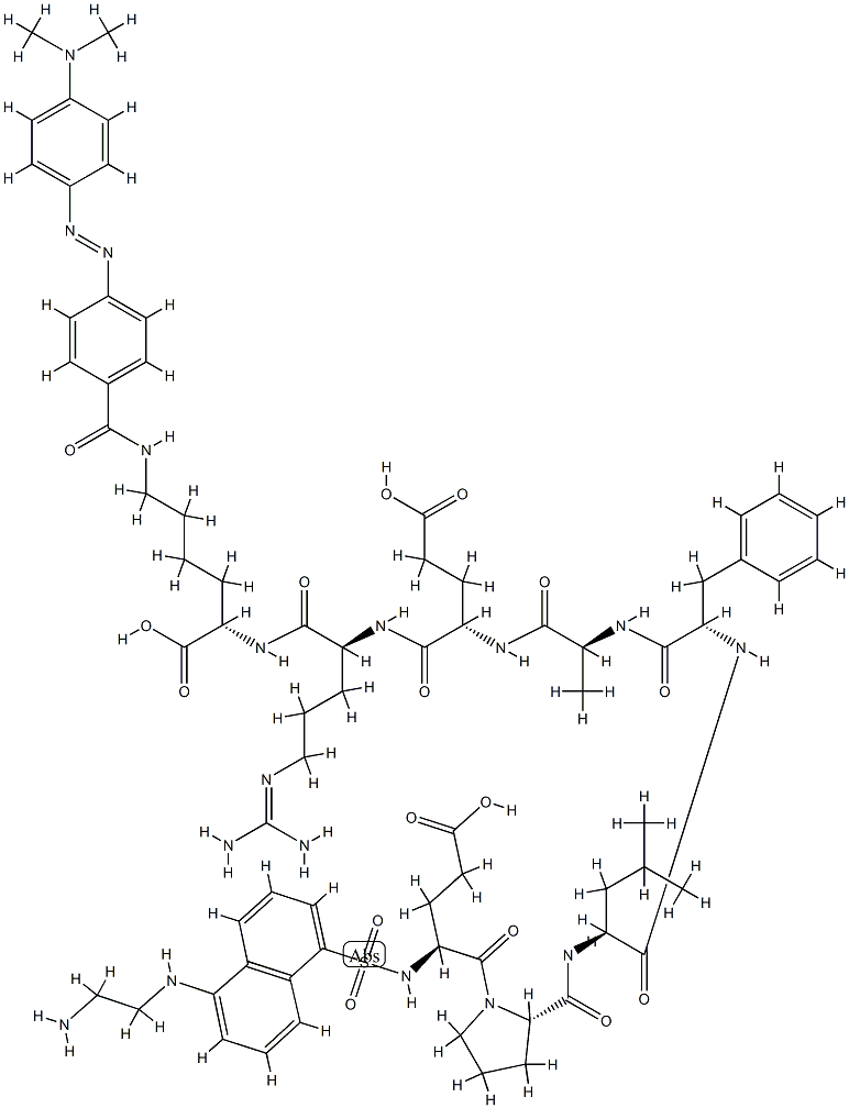 H-GLU(EDANS)-PRO-LEU-PHE-ALA-GLU-ARG-LYS(DABCYL)-OH Structure