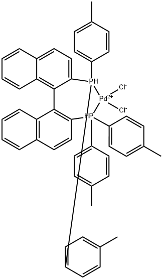 [(R)-(+)-2,2′-双(二-对甲苯基膦)-1,1′-联萘]氯化钯(II), 191654-69-0, 结构式