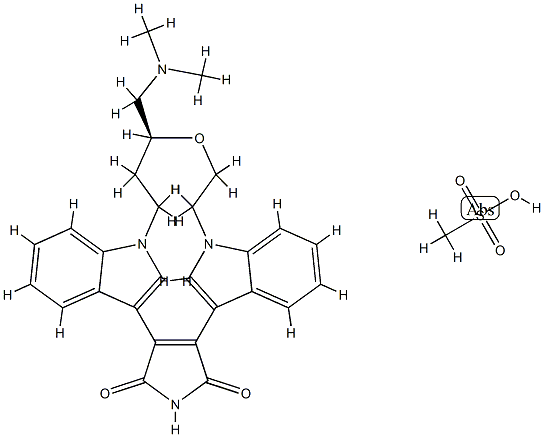 (9S)-9-[(Dimethylamino)methyl]-6,7,10,11-tetrahydro-9H,18H-5,21:12,17-dimethenodibenzo[e,k]pyrrolo[3,4-h][1,4,13]oxadiazacyclohexadecine-18,20(19H)-dione methanesulfonate|RUBOXISTAURIN 甲磺酸盐