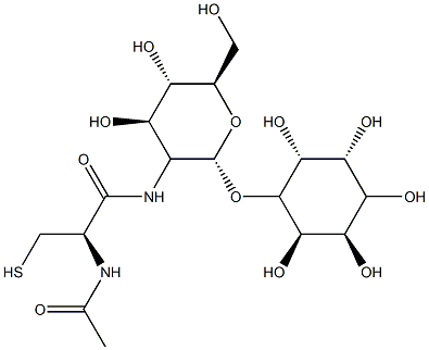 1-O-[2-[[(2R)-2-(乙酰氨基)-3-巯基-1-氧代丙基]氨基]-2-脱氧-ALPHA-D-吡喃葡萄糖基]-D-MYO-肌醇 结构式