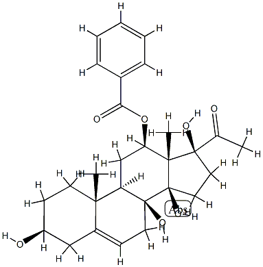 (17S)-20-オキソプレグナ-5-エン-3β,8β,12β,14β,17-ペンタオール12-ベンゾアート 化学構造式