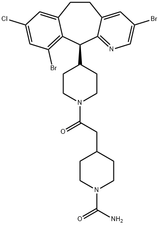 4-{4-[(11S)-3,10-DIBROMO-8-CHLORO-5,6-DIHYDRO-11H-BENZO[5,6]CYCLOHEPTA[1,2-B]PYRIDIN-11- 化学構造式